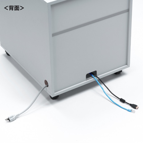 機器収納ボックス（木製・ケーブル口・キャスター付き・ライトグレー） CP-051GY サンワサプライ