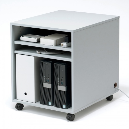 機器収納ボックス（木製・ケーブル口・キャスター付き・ライトグレー） CP-051GY サンワサプライ