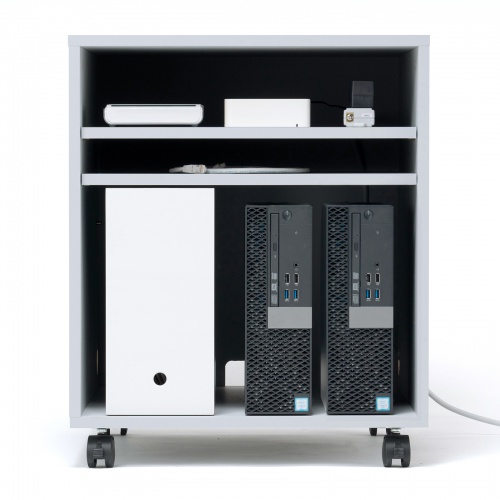 機器収納ボックス（木製・ケーブル口・キャスター付き・ライトグレー） CP-051GY サンワサプライ