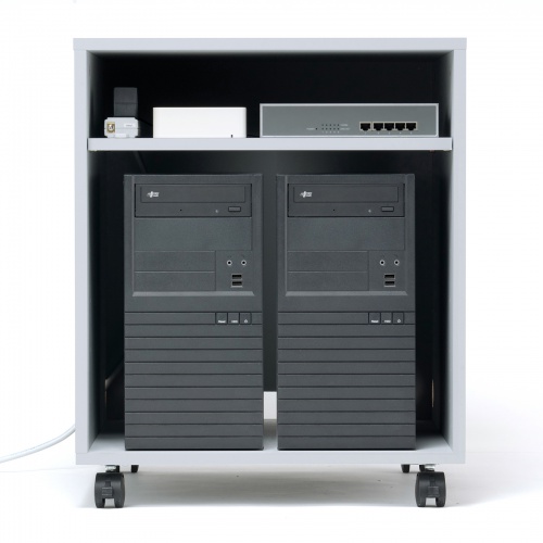 機器収納ボックス（木製・ケーブル口・キャスター付き・ライトグレー） CP-051GY サンワサプライ