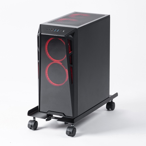 CPUスタンド（ゲーミング用・デスクトップ用・キャスター付き・耐荷重50kg・スチール製・ほこり対策・無段階調節）