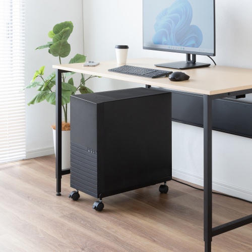 CPUスタンド（ゲーミング用・デスクトップ用・キャスター付き・耐荷重50kg・スチール製・ほこり対策・無段階調節）