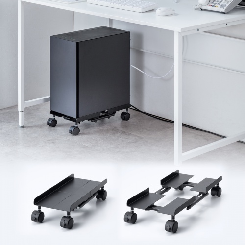 CPUスタンド（デスクトップ用・耐荷重50kg・スチール製・ゲーミングPC・パソコンラック・パソコンスタンド・キャスター付き・ほこり対策・幅/奥行き無段階調整）