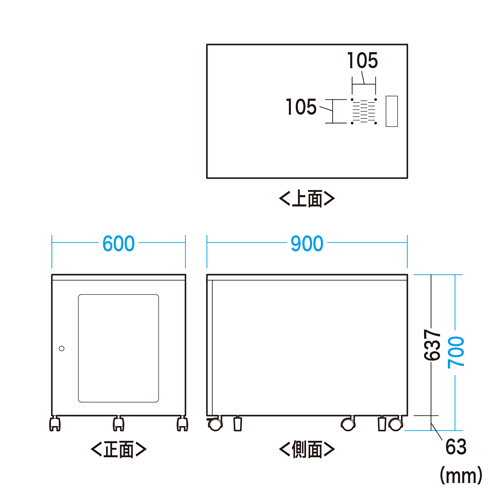 機器収納ボックス（19インチ・13U・データセンター・HUB・ルーター・NAS・鍵・扉・セキュリティ・キャスター・アジャスター・棚）CP-202 サンワサプライ　