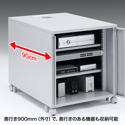 機器収納ボックス（19インチ・13U・データセンター・HUB・ルーター・NAS・鍵・扉・セキュリティ・キャスター・アジャスター・棚）CP-202 サンワサプライ　