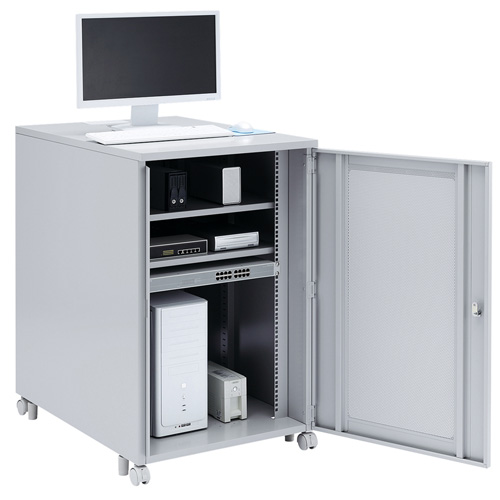 機器収納ボックス（19インチ・19U・データセンター・HUB・ルーター・NAS・鍵・扉・セキュリティ・キャスター・アジャスター・棚）CP-203 サンワサプライ　