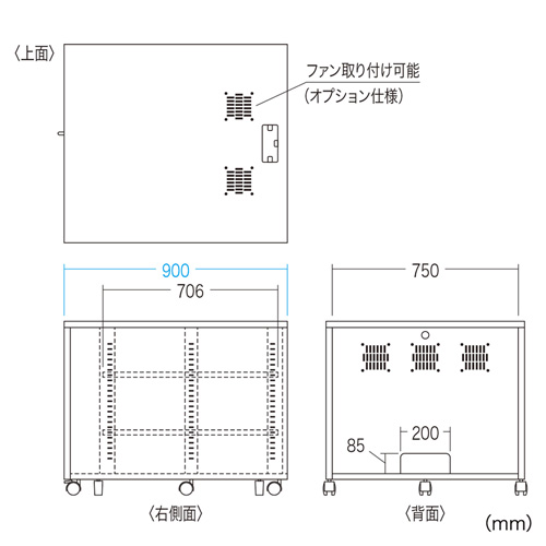 機器収納ボックス（W800・H700mm・データセンター） CP-302 サンワサプライ【代引き不可商品】