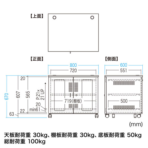 機器収納ボックス（LANハブ・データセンター・HDD・ルーター・NAS・キャスター・アジャスター・棚）CP-401 サンワサプライ