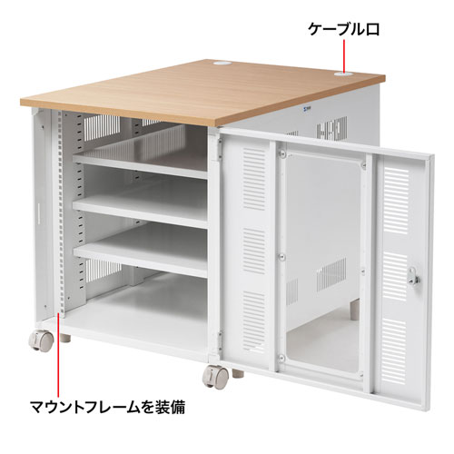 サーバーラック（19インチマウント・12U・機器収納・鍵・セキュリティ・扉・キャスター・アジャスター・棚）CP-503