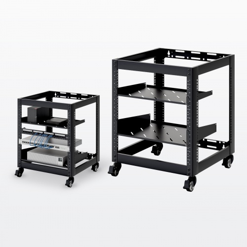 19インチ マウントラック（10U・ネットワークラック・オープンラック・キャビネット・EIA規格・キャスター付）