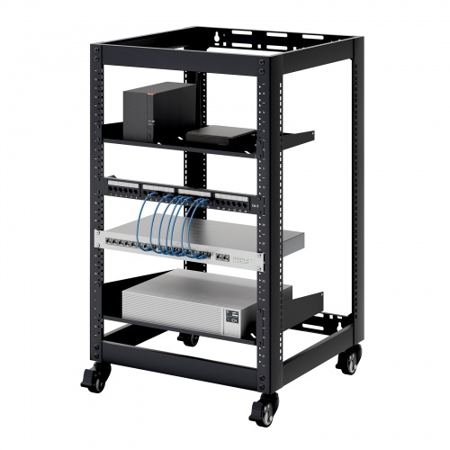 19インチ マウントラック（15U・ネットワークラック・オープンラック・キャビネット・EIA規格・キャスター付）