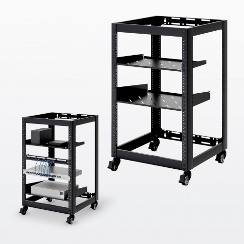 19インチ マウントラック（15U・ネットワークラック・オープンラック・キャビネット・EIA規格・キャスター付）