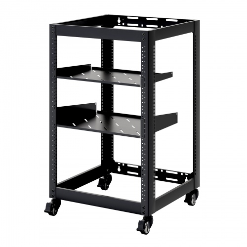 19インチ マウントラック（15U・ネットワークラック・オープンラック・キャビネット・EIA規格・キャスター付）