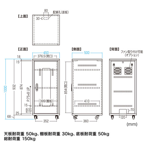 機器収納ボックス(扉付き・データセンター・鍵付き・ケーブル口つき) CP-SBOX4510 サンワサプライ