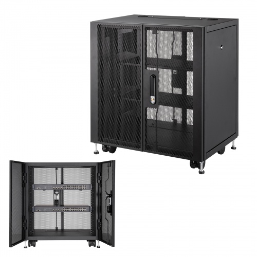 サーバーラック｜19インチマウント・12U・小型・メッシュ扉・鍵付き・可動式