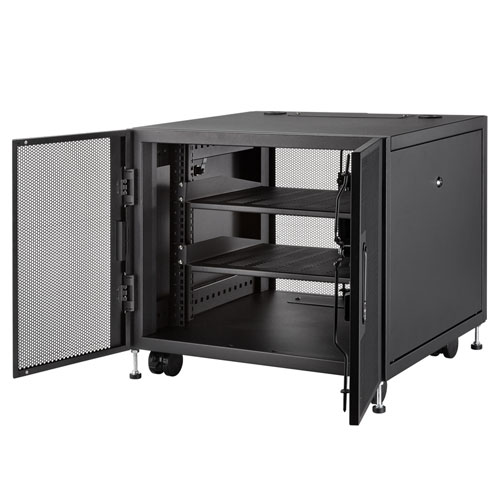 サーバーラック（19インチマウント・9U・小型・鍵・扉・メッシュ・セキュリティ・キャスター・アジャスター・棚）CP-SVCBOX5BK サンワサプライ