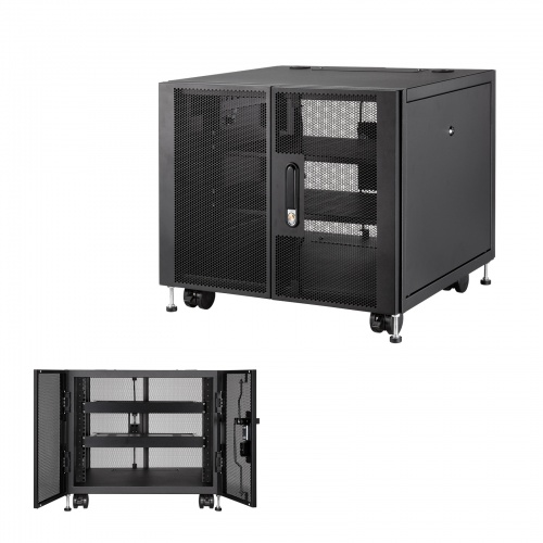 サーバーラック（19インチマウント・9U・小型・鍵・扉・メッシュ・セキュリティ・キャスター・アジャスター・棚）CP-SVCBOX5BK サンワサプライ