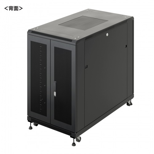 サーバーラック（19インチ・中型・18U・奥行110cm・メッシュパネル・観音扉・棚板×3枚・スライド棚×1枚付き・サンワサプライ製）
