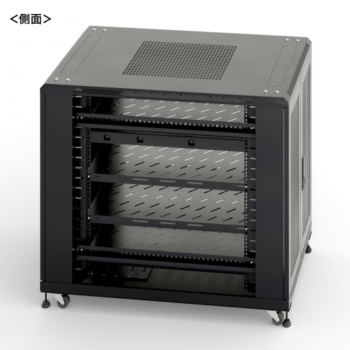 サーバーラック（19インチ・中型・18U・奥行110cm・メッシュパネル・観音扉・棚板×3枚・スライド棚×1枚付き・サンワサプライ製）