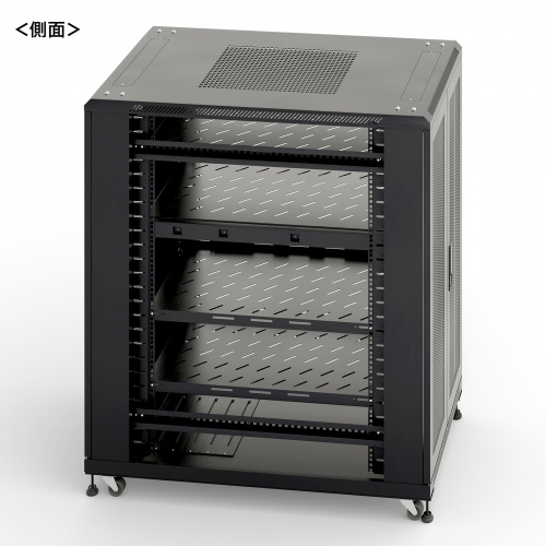サーバーラック（19インチ・中型・24U・奥行110cm・メッシュパネル・観音扉・棚板×3枚・スライド棚×1枚付き・サンワサプライ製）
