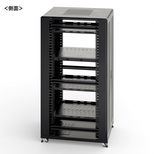 サーバーラック（19インチ・大型・42U・奥行110cm・メッシュパネル・観音扉・棚板×3枚・スライド棚×1枚付き・サンワサプライ製）
