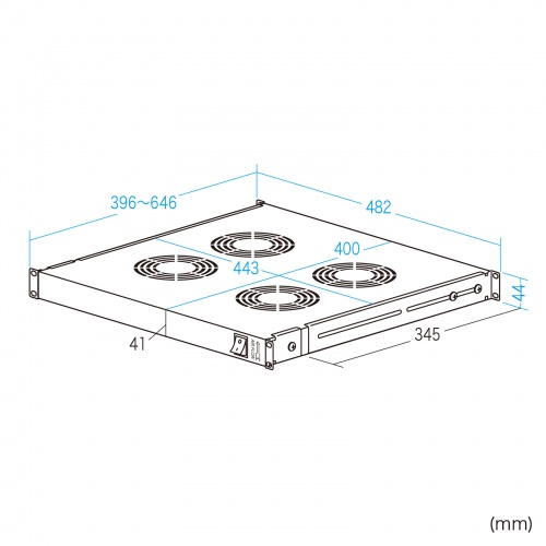 ラックマウント冷却ファンユニット（ファン4台・19インチサーバーラック用）