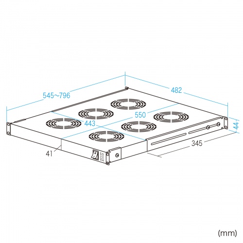 ラックマウント冷却ファンユニット（ファン6台・19インチサーバーラック用）