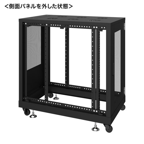 サーバーラック（19インチ・eia・メッシュ・放熱・キャスター・アジャスター・鍵・セキュリティ・18U・黒）サンワサプライ CP-SVN1810MBKN