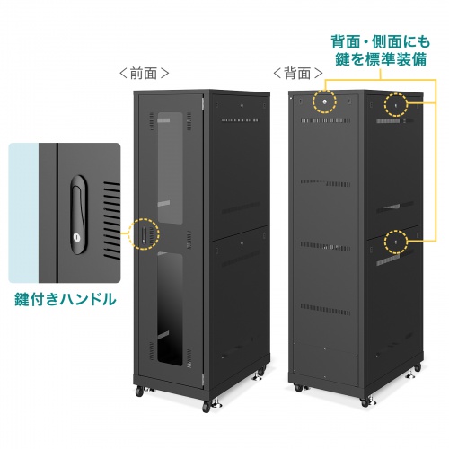 サーバーラック（19インチ・eia・業務用・キャスター・アジャスター・セキュリティ・18U）サンワサプライ CP-SVN1890BKN