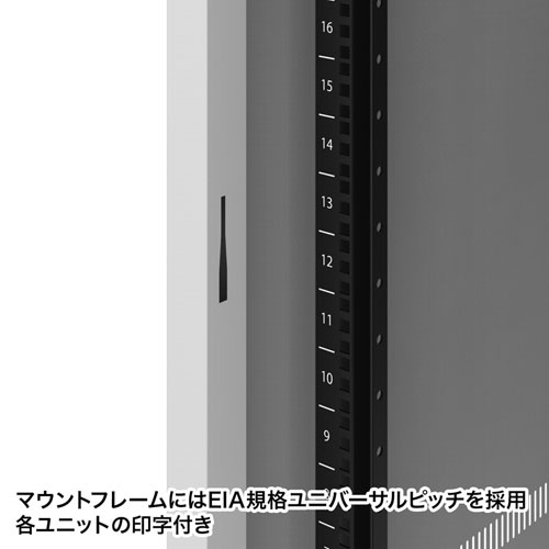 サーバーラック（19インチ・eia・業務用・キャスター・アジャスター・セキュリティ・18U）サンワサプライ CP-SVN1890GYN