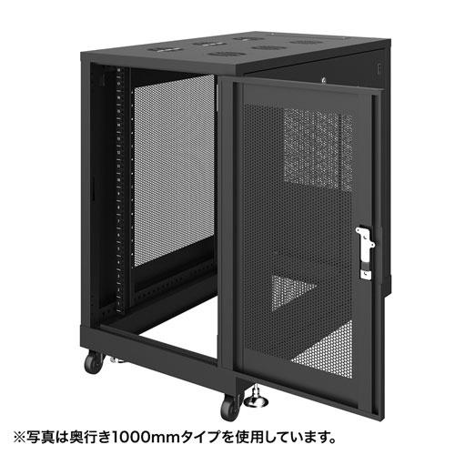 サーバーラック（19インチ・eia・メッシュ・放熱・キャスター・アジャスター・鍵・セキュリティ・18U・黒）CP-SVN1890MBKN