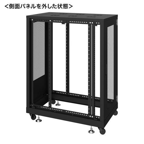 サーバーラック（ラック・19インチ・eia・メッシュ・放熱・キャスター・アジャスター・鍵・セキュリティ・24U・黒）サンワサプライ CP-SVN2410MBKN