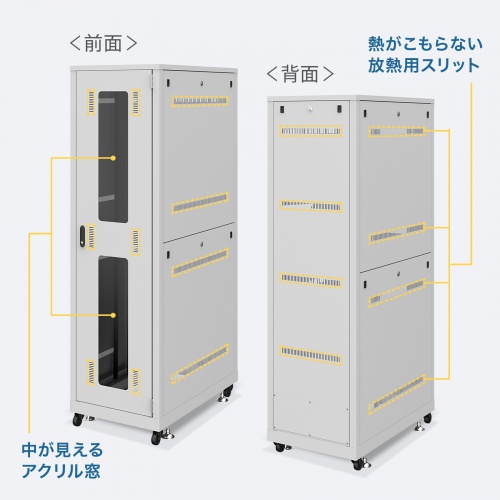サーバーラック（19インチ・eia・業務用・キャスター・アジャスター・セキュリティ・36U）サンワサプライ CP-SVN3610GYN
