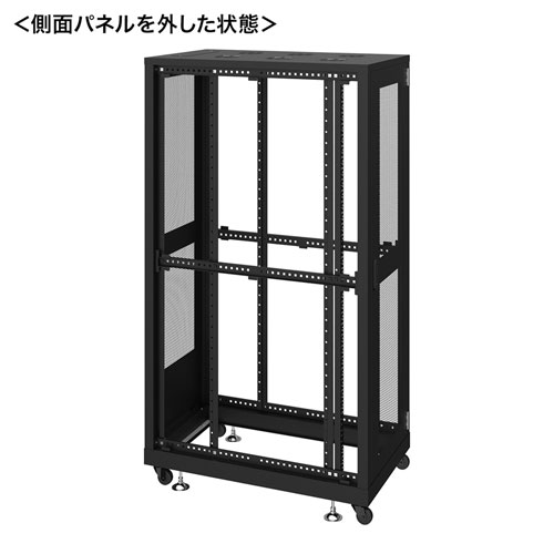 サーバーラック（19インチ・データセンター・eia・メッシュ・放熱・キャスター・アジャスター・鍵・セキュリティ・36U・黒）サンワサプライ CP-SVN3610MBKN