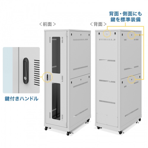 サーバーラック（19インチ・eia・業務用・キャスター・アジャスター・セキュリティ・42U）サンワサプライ CP-SVN4210GYN