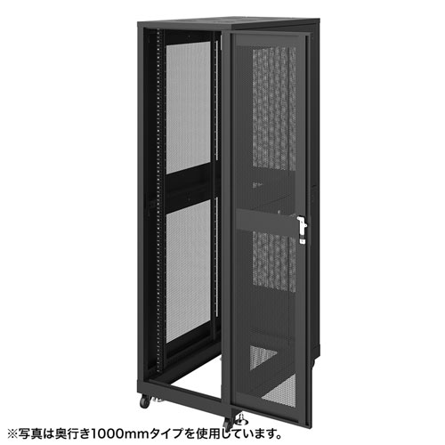 サーバーラック（19インチ・データセンター・eia・メッシュ・放熱・キャスター・アジャスター・鍵・セキュリティ・42U・黒・即納・短納期・在庫常備）サンワサプライ CP-SVN4290MBKN