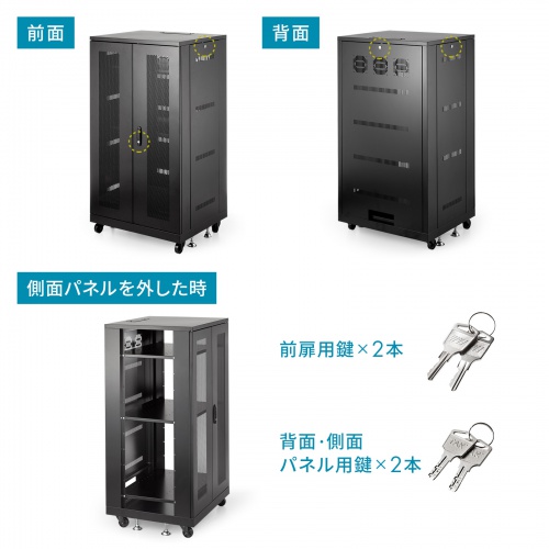 マルチ収納ラック（H1300・W700・D600・データセンター・機器収納ボックス） CP-SVNAMULT8BK サンワサプライ