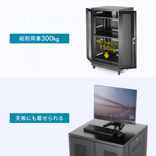 マルチ収納ラック（H1300・W700・D600・データセンター・機器収納ボックス） CP-SVNAMULT8BK サンワサプライ