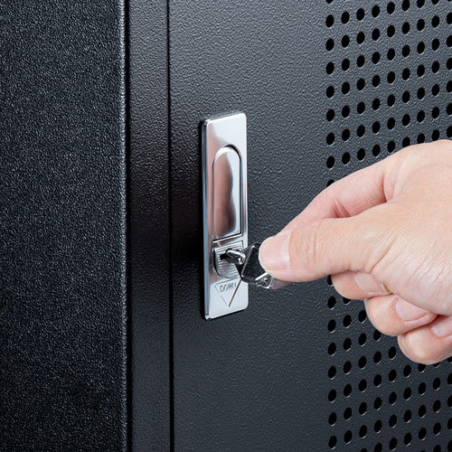 機器収納ボックス（19インチ・4U・データセンター・小型・ハブボックス・LANハブ・HDD・鍵・セキュリティ・扉・床置き・黒）CP-THBOX4UBK サンワサプライ