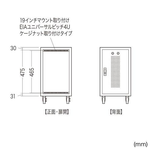 機器収納ボックス｜19インチマウント・4U・小型・鍵付き・床置き対応