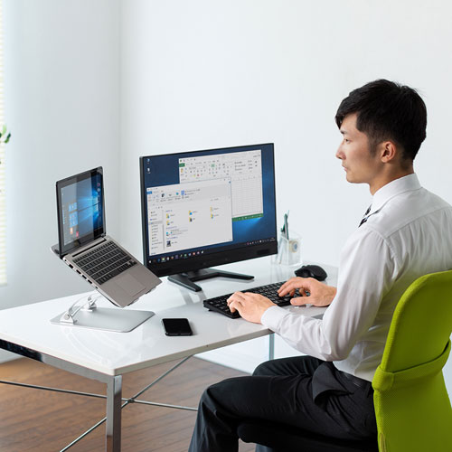 ノートパソコンスタンド(アルミ・折りたたみ・コンパクト・高さ/角度調整可・持ち運び可能) CR-38 サンワサプライ