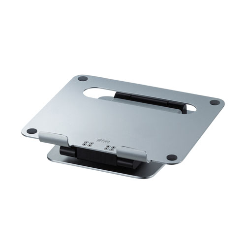 ノートパソコンスタンド(アルミ・折りたたみ・コンパクト・高さ/角度調整可・スタンディング対応・持ち運び可能)