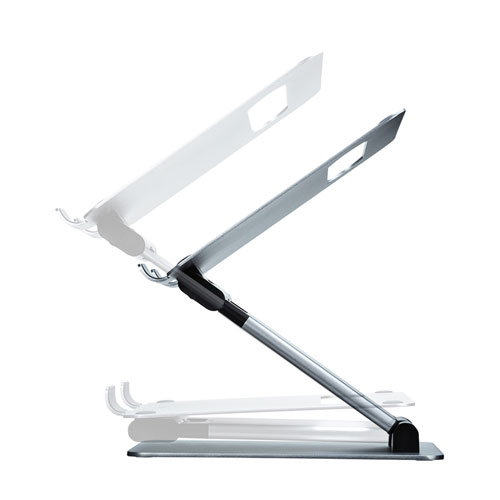 ノートパソコンスタンド(アルミ・折りたたみ・コンパクト・高さ/角度調整可・スタンディング対応・持ち運び可能)