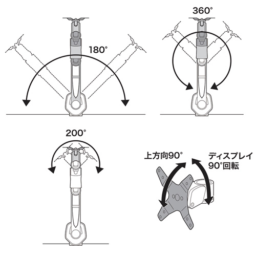 モニターアーム｜32インチ・クランプ・メカ式・上下/左右/回転/高さ調整