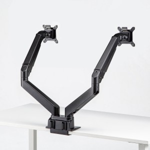 モニターアーム（2画面・デュアル・クランプ式・水平・垂直・多関節・液晶・グロメット式・ガスシリンダー・クランプ・グロメット・VESA・ブラック） CR-LA1302BKN2 サンワサプライ