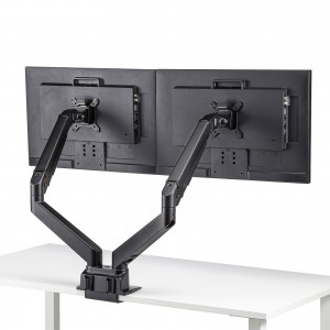 モニターアーム（2画面・デュアル・クランプ式・水平・垂直・多関節・液晶・グロメット式・ガスシリンダー・クランプ・グロメット・VESA・ブラック） CR-LA1302BKN2 サンワサプライ