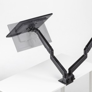 モニターアーム（2画面・デュアル・クランプ式・水平・垂直・多関節・液晶・グロメット式・ガスシリンダー・クランプ・グロメット・VESA・ブラック） CR-LA1302BKN2 サンワサプライ