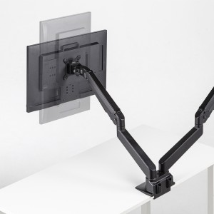 モニターアーム（2画面・デュアル・クランプ式・水平・垂直・多関節・液晶・グロメット式・ガスシリンダー・クランプ・グロメット・VESA・ブラック） CR-LA1302BKN2 サンワサプライ