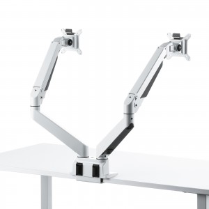モニターアーム（2画面・デュアル・クランプ式・グロメット式・ガス式・上下・左右・回転・前後・ホワイト）CR-LA1302WN2 サンワサプライ