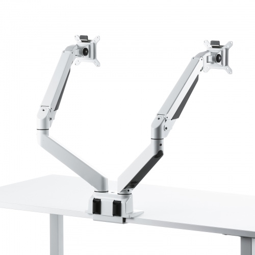 モニターアーム（2画面・デュアル・クランプ式・グロメット式・ガス式・上下・左右・回転・前後・ホワイト）CR-LA1302WN2 サンワサプライ
